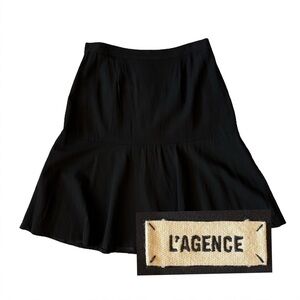 L’AGENCE black wool blend drop waist skirt size 10